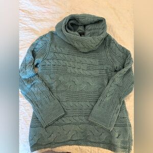 Banana Republic Cozy Cable Knit Cowl Neck Sweater - Teal - size Medium